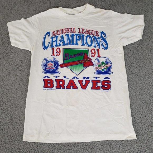 Tops - Atlanta Bravess White 1992 New Delta Champions Shirt